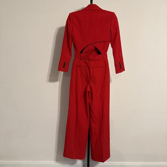 NWT $695 A.L.C. ALC Fire Engine Red Open Back “Tatum” Wide-Leg Jumpsuit - Sz 00 - Picture 3 of 13